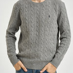 Maglia uomo a treccia grigia 710876762 012 RALPH LAUREN 