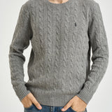 Maglia uomo a treccia grigia 710876762 012 RALPH LAUREN 