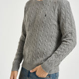 Maglia uomo a treccia grigia 710876762 012 RALPH LAUREN 