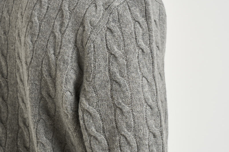 Maglia uomo a treccia grigia 710876762 012 RALPH LAUREN 