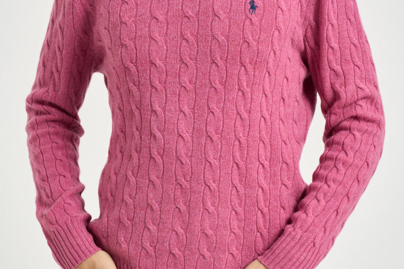 Maglia uomo a trecce rosa 710876762 501 RALPH LAUREN 
