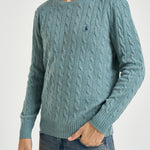 Maglia uomo a trecce turchese 710876762 506 RALPH LAUREN 