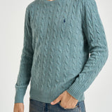 Maglia uomo a trecce turchese 710876762 506 RALPH LAUREN 