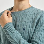 Maglia uomo a trecce turchese 710876762 506 RALPH LAUREN 