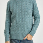Maglia uomo a trecce turchese 710876762 506 RALPH LAUREN 