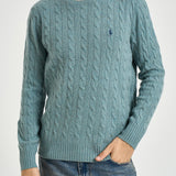 Maglia uomo a trecce turchese 710876762 506 RALPH LAUREN 