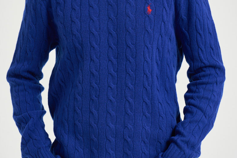 Maglia uomo a trecce blu royal 710876762 509 RALPH LAUREN 