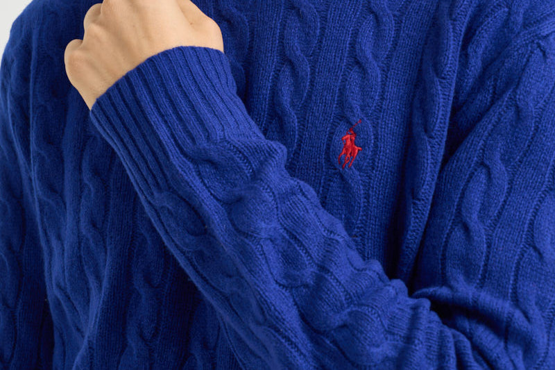 Maglia uomo a trecce blu royal 710876762 509 RALPH LAUREN 