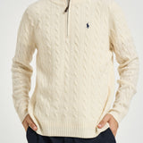Maglia uomo a trecce mezza zip panna 710876766 001 RALPH LAUREN 