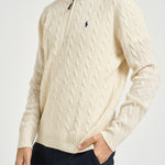 Maglia uomo a trecce mezza zip panna 710876766 001 RALPH LAUREN 