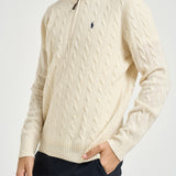 Maglia uomo a trecce mezza zip panna 710876766 001 RALPH LAUREN 