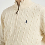 Maglia uomo a trecce mezza zip panna 710876766 001 RALPH LAUREN 