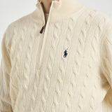 Maglia uomo a trecce mezza zip panna 710876766 001 RALPH LAUREN 