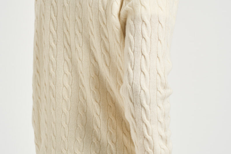 Maglia uomo a trecce mezza zip panna 710876766 001 RALPH LAUREN 