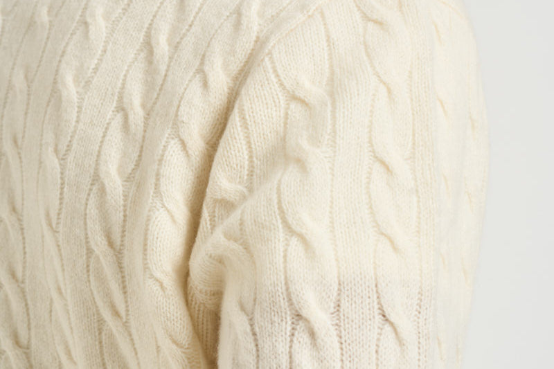 Maglia uomo a trecce mezza zip panna 710876766 001 RALPH LAUREN 