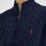 Maglia uomo a trecce mezza zip blu 710876766 002 RALPH LAUREN 