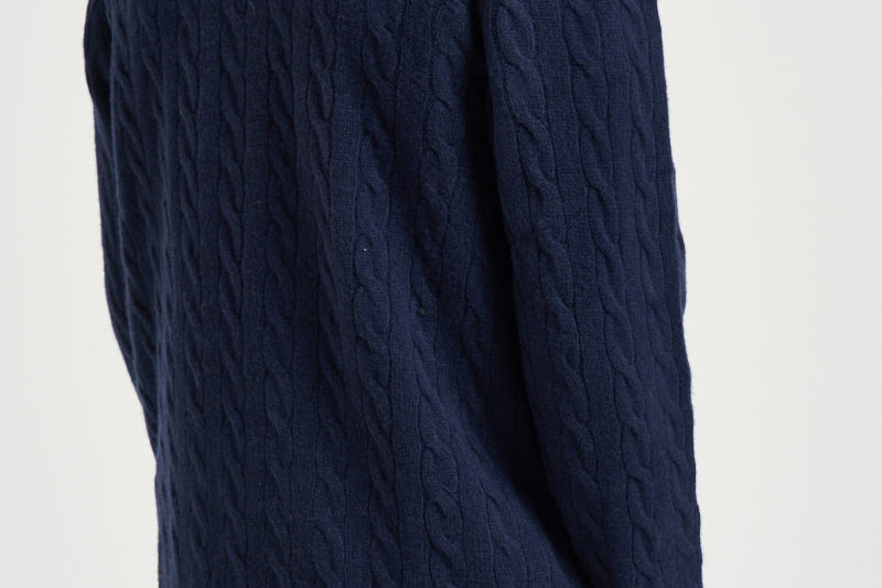 Maglia uomo a trecce mezza zip blu 710876766 002 RALPH LAUREN 