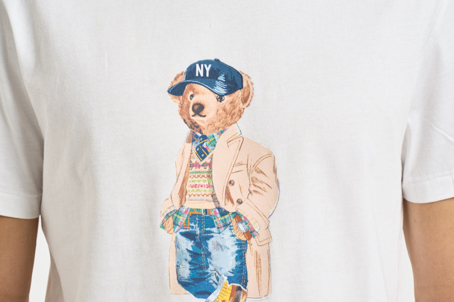 T-shirt uomo con stampa Bear bianca 710B30192 001 RALPH LAUREN 