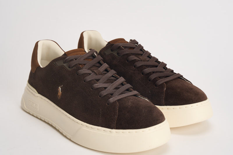 Sneakers uomo RLite Court in suede marroni 809P15729 001 RALPH LAUREN 