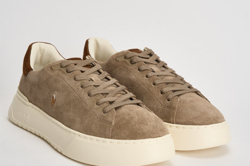Sneakers uomo RLite Court in suede tortora 809P15729 002 RALPH LAUREN 
