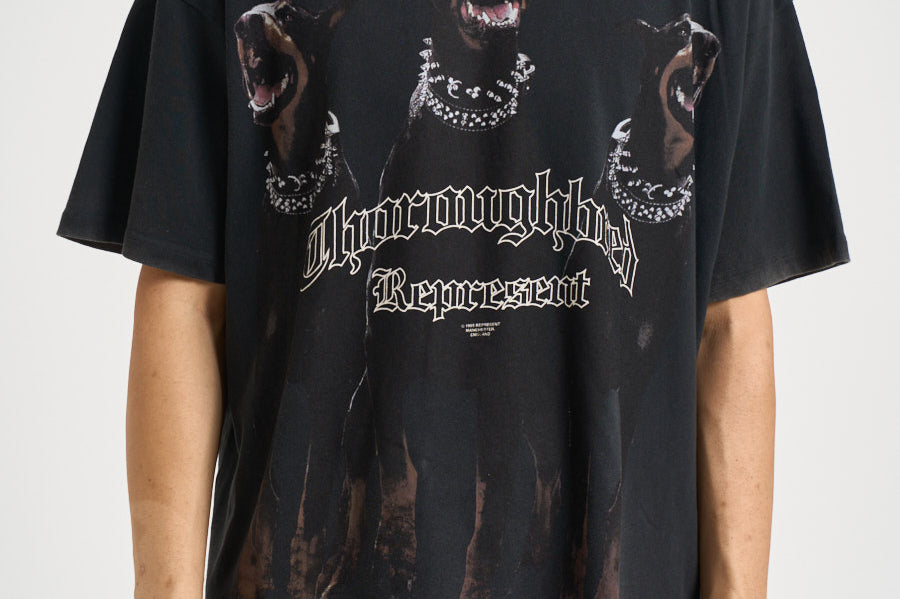 T-shirt uomo Thoroughbred con stampa nera MLM41135 VINTAGEBLACK REPRESENT 