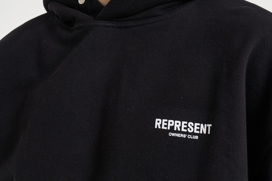 Felpa uomo con cappuccio Owner's Club nero OCM41113 BLACK REPRESENT 