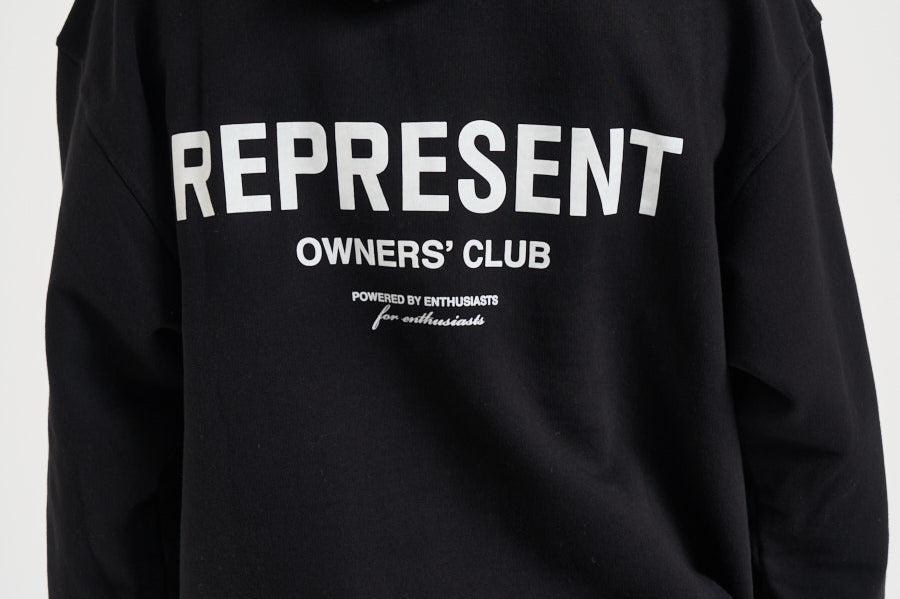 Felpa uomo con cappuccio Owner's Club nero OCM41113 BLACK REPRESENT 