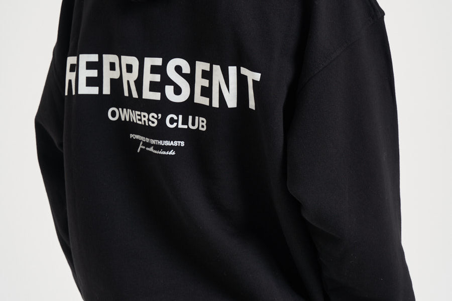 Felpa uomo con cappuccio Owner's Club nero OCM41113 BLACK REPRESENT 