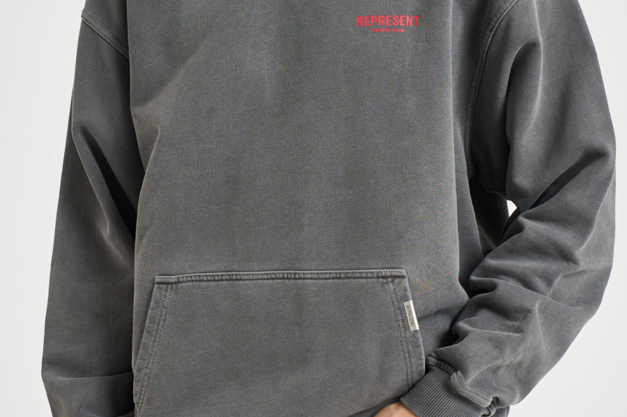 Felpa uomo con cappuccio Owner's Club grigia OCM41113 WASHEDBLACK REPRESENT 