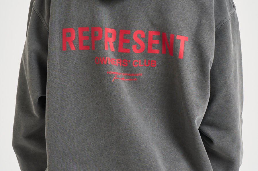 Felpa uomo con cappuccio Owner's Club grigia OCM41113 WASHEDBLACK REPRESENT 