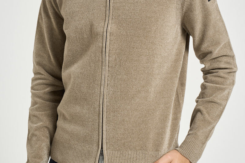 Cardigan uomo con zip beige 26134 87 RRD 