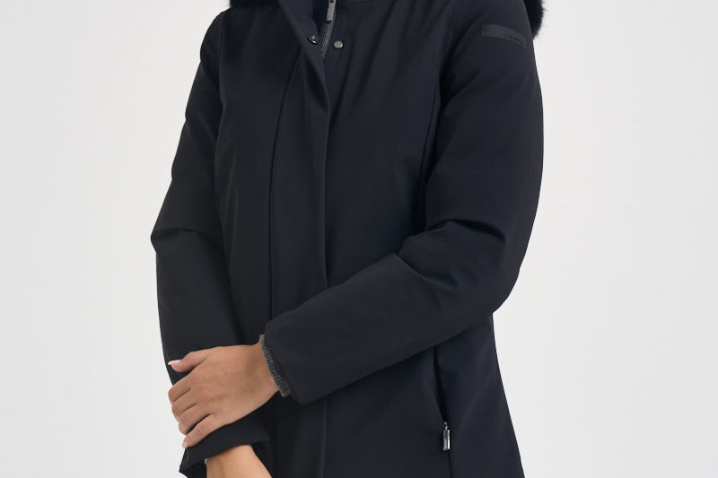 Parka donna lungo nero W26502F 10 RRD 