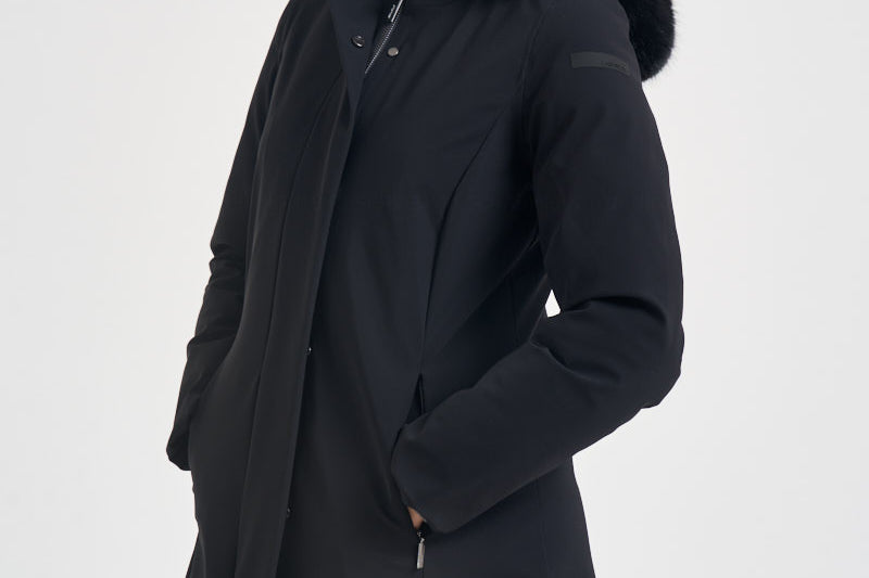 Parka donna lungo nero W26502F 10 RRD 