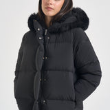 Piumino donna con cappuccio nero W26583F 10 RRD 