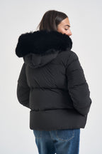 Piumino donna con cappuccio nero W26583F 10 RRD 