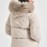 Piumino donna con cappuccio bianco W26583F 85 RRD 