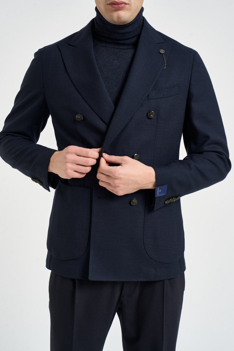 Blazer uomo doppiopetto blu navy E5185 G7551MF79B SANTANIELLO 