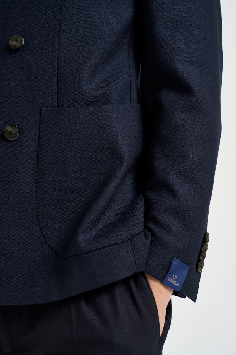 Blazer uomo doppiopetto blu navy E5185 G7551MF79B SANTANIELLO 