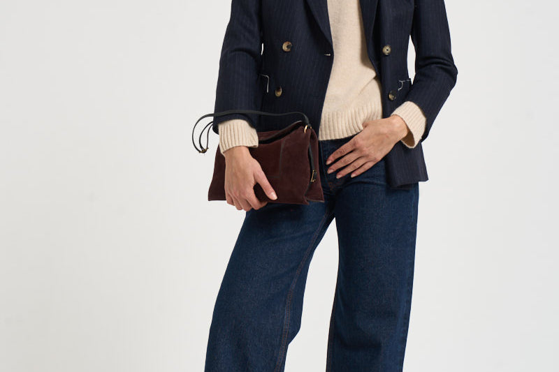 Giacca donna doppiopetto gessata blu navy ASSUNTA SAG0221BLU SAULINA 