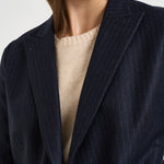 Giacca donna doppiopetto gessata blu navy ASSUNTA SAG0221BLU SAULINA 