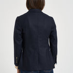 Giacca donna doppiopetto gessata blu navy ASSUNTA SAG0221BLU SAULINA 