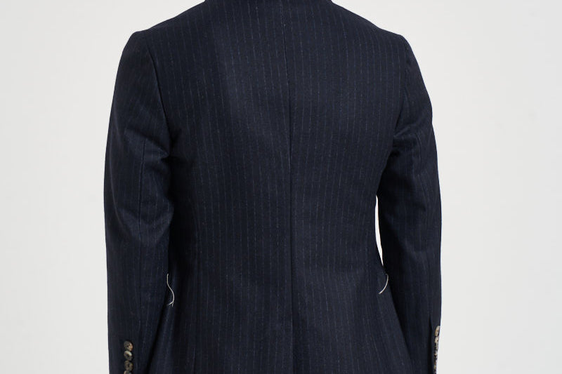 Giacca donna doppiopetto gessata blu navy ASSUNTA SAG0221BLU SAULINA 