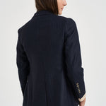 Giacca donna doppiopetto gessata blu navy ASSUNTA SAG0221BLU SAULINA 