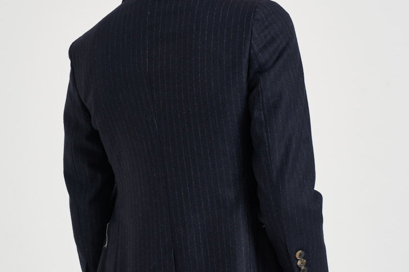 Giacca donna doppiopetto gessata blu navy ASSUNTA SAG0221BLU SAULINA 