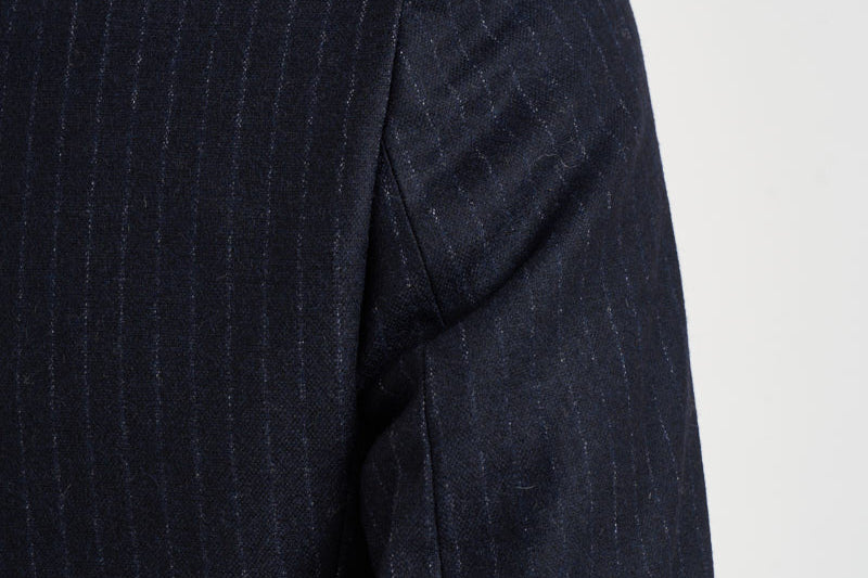 Giacca donna doppiopetto gessata blu navy ASSUNTA SAG0221BLU SAULINA 