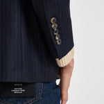 Giacca donna doppiopetto gessata blu navy ASSUNTA SAG0221BLU SAULINA 