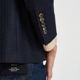 Giacca donna doppiopetto gessata blu navy ASSUNTA SAG0221BLU SAULINA 