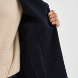 Giacca donna doppiopetto gessata blu navy ASSUNTA SAG0221BLU SAULINA 