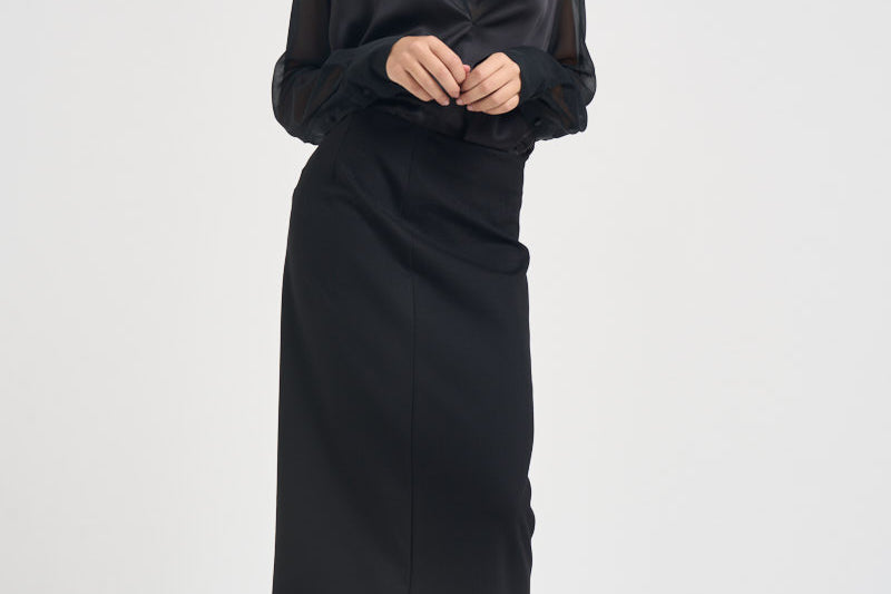 Gonna donna midi con zip laterale nera S6WL14 Y69 SEMICOUTURE 