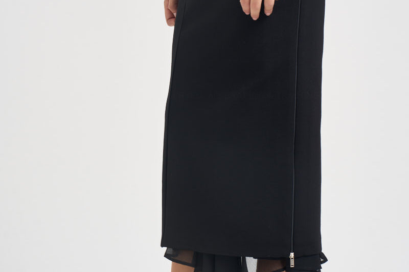 Gonna donna midi con zip laterale nera S6WL14 Y69 SEMICOUTURE 